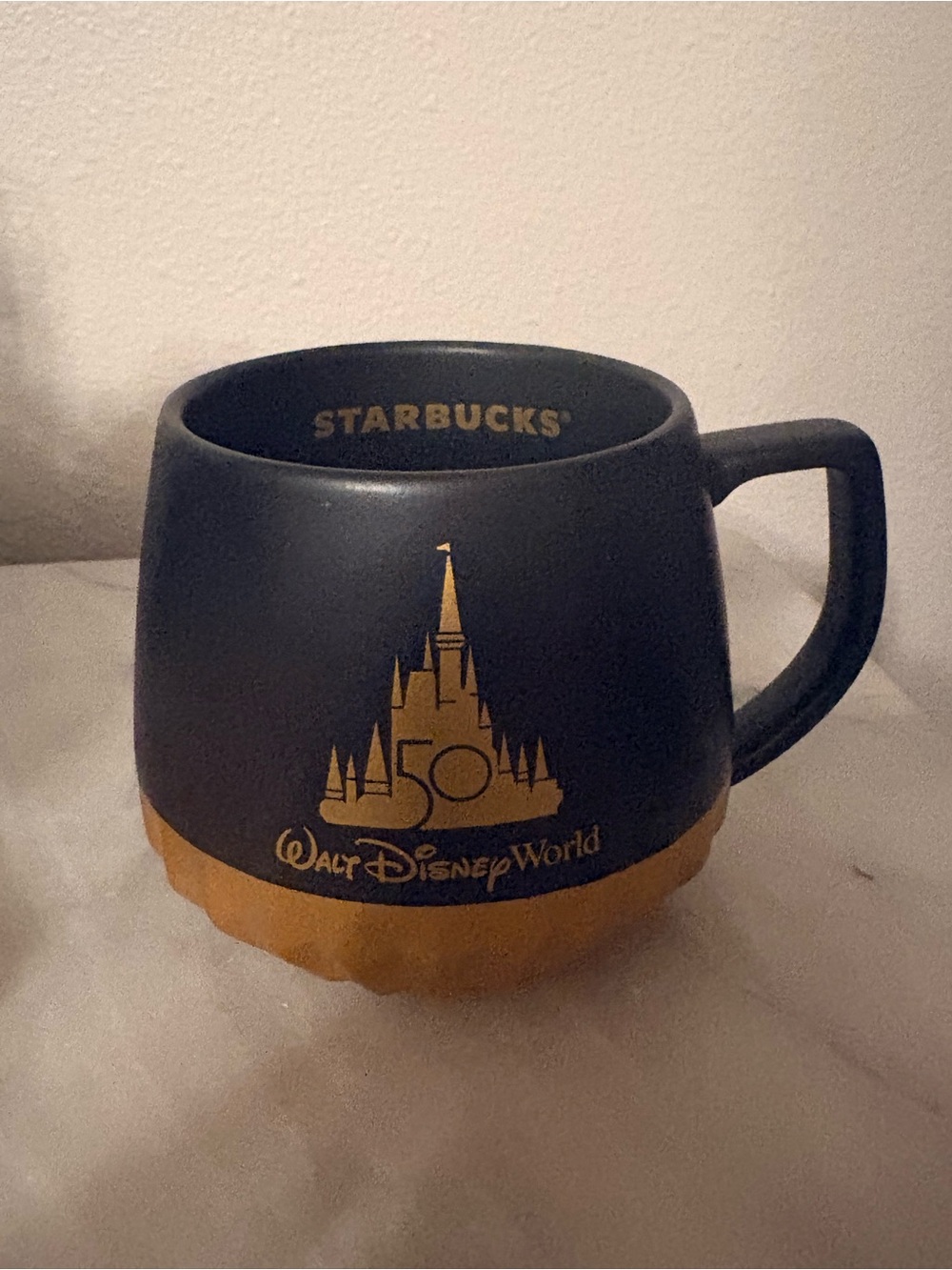 Starbucks Walt Disney World 50th Anniversary Luxe Logo Mug Black Gold 12 oz